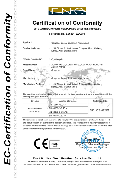 China Gorgeous Beauty Equipment Manufacture Certification